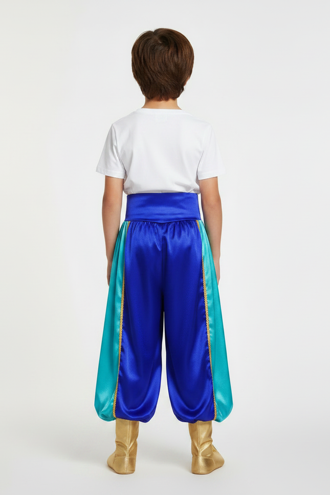 Pantalon Fluide Satiné Bicolore Ample Enfant Élastique - Bleu - vue 2