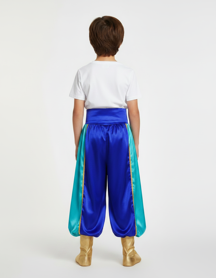 Pantalon Fluide Satiné Bicolore Ample Enfant Élastique - Bleu - vue 2