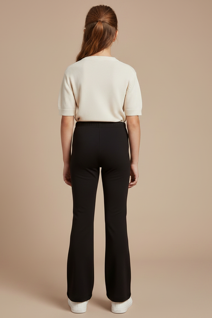 Pantalon Fluide Noir Évasé Confortable Fille - Maille - vue 2