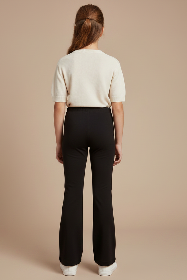 Pantalon Fluide Noir Évasé Confortable Fille - Maille - vue 2