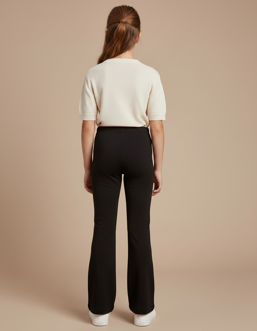 Pantalon Fluide Noir Évasé Confortable Fille - Maille - vue 2