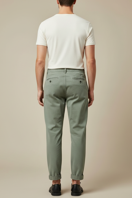 Pantalon Fluide Kaki Coton Simple Décontracté Homme - vue 2