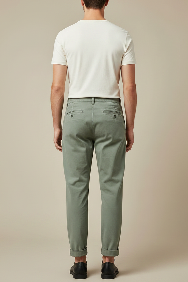 Pantalon Fluide Kaki Coton Simple Décontracté Homme - vue 2