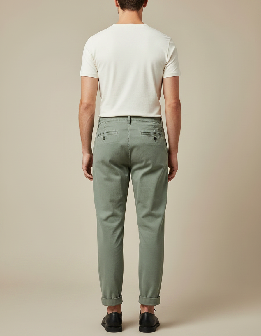 Pantalon Fluide Kaki Coton Simple Décontracté Homme - vue 2