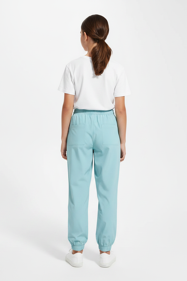 Pantalon Fluide Bleu Ciel Cordon Cheville Enfant - Polyester - vue 2