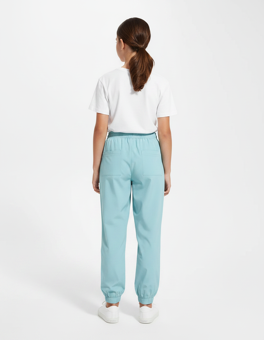 Pantalon Fluide Bleu Ciel Cordon Cheville Enfant - Polyester - vue 2