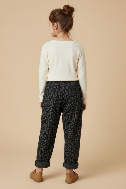 Pantalon Fluide Léopard Noir Ample Enfant Chic - Molleton - vue 2