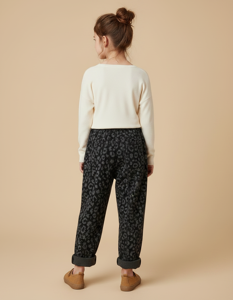 Pantalon Fluide Léopard Noir Ample Enfant Chic - Molleton - vue 2