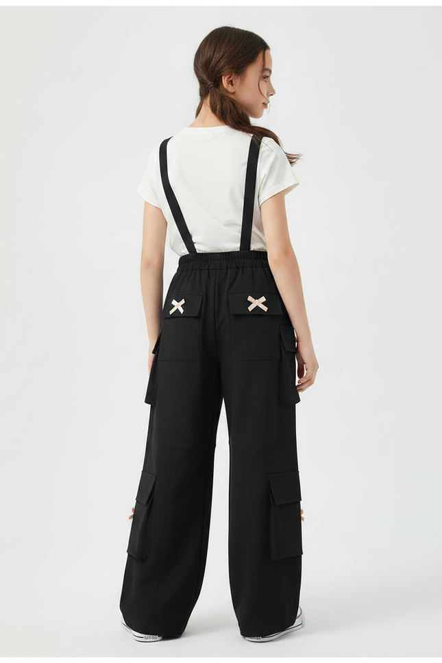 Pantalon Fluide Noir Cargo Ample Bow Street - Polyester - vue 2