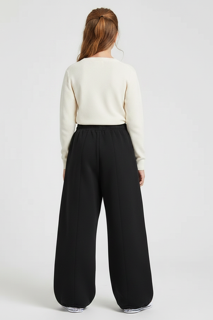 Pantalon Fluide Noir Ample Molleton Confortable Enfant - vue 2
