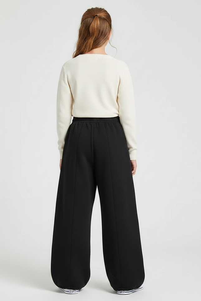 Pantalon Fluide Noir Ample Molleton Confortable Enfant - vue 2