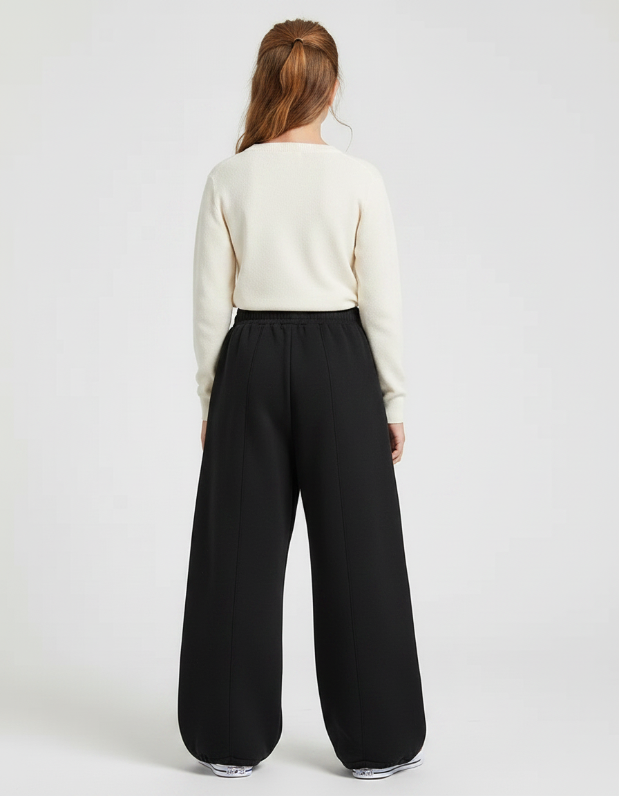 Pantalon Fluide Noir Ample Molleton Confortable Enfant - vue 2