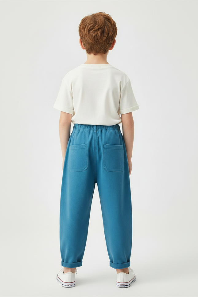 Pantalon Fluide Bleu Coton Ample Décontracté Enfant - Molleton - vue 2