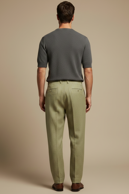 Pantalon Fluide Vert Sauge - Lin - vue 2