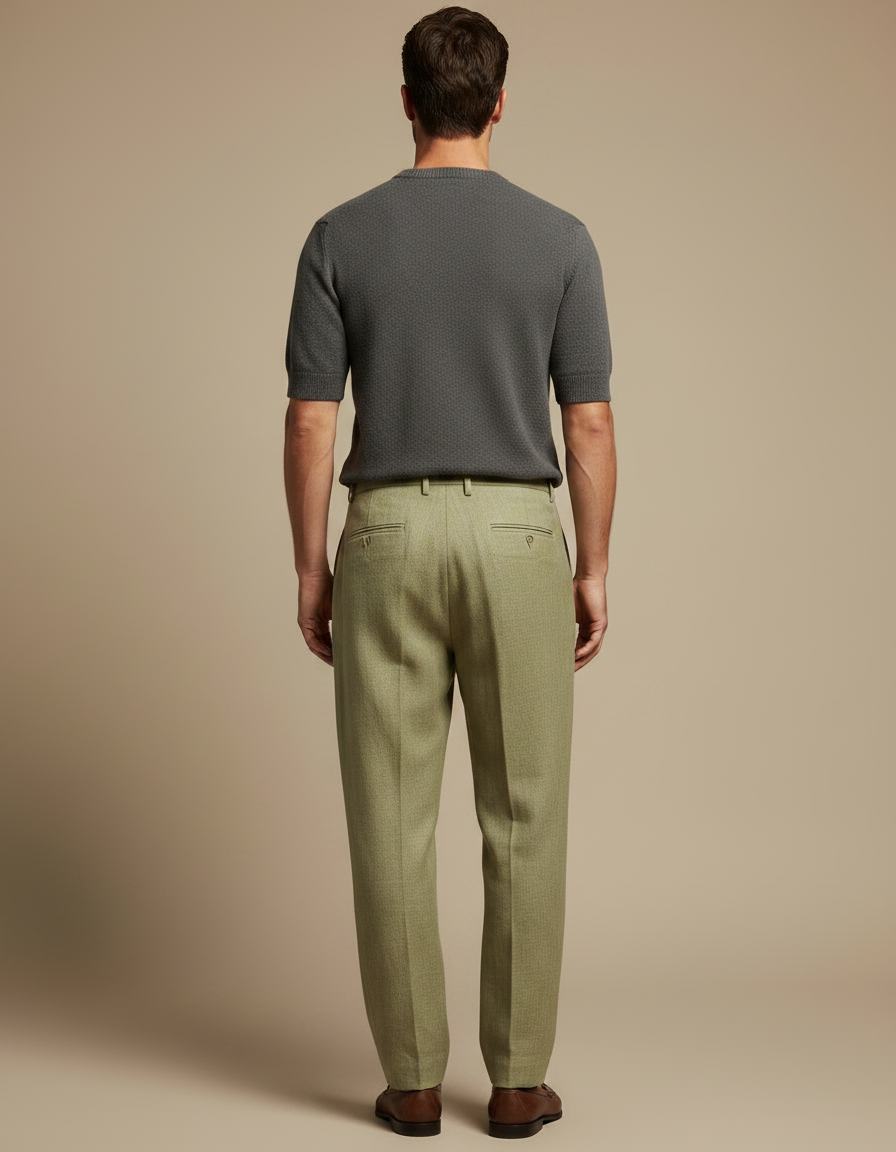 Pantalon Fluide Vert Sauge - Lin - vue 2