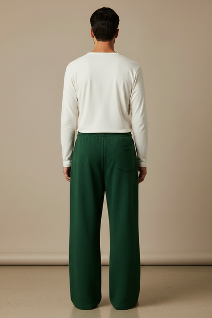 Pantalon Fluide Vert Ample Décontracté Cordon Homme - Molleton - vue 2