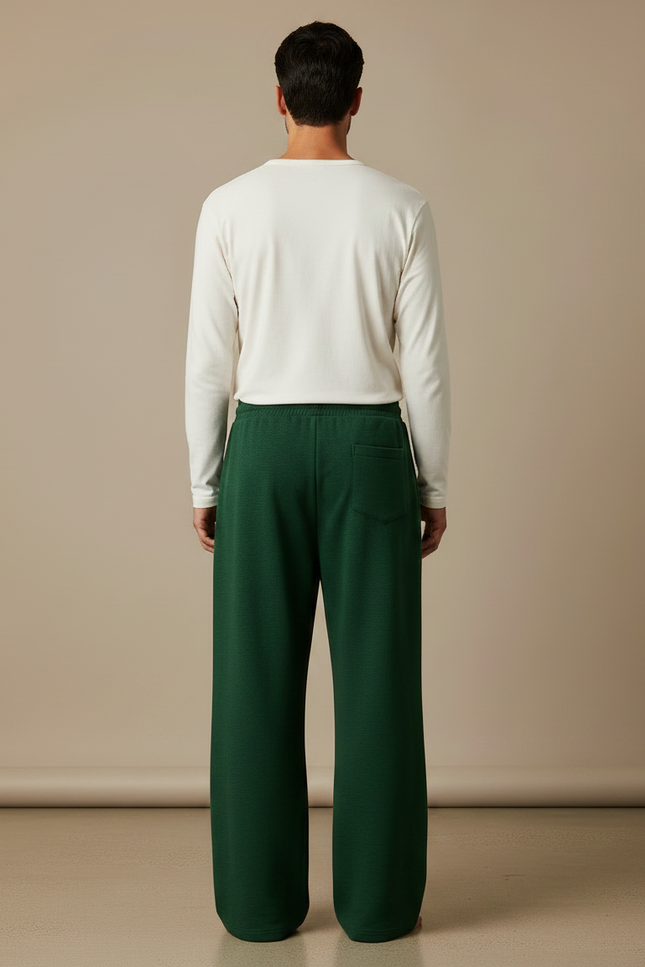 Pantalon Fluide Vert Ample Décontracté Cordon Homme - Molleton - vue 2