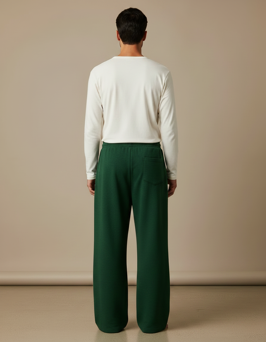 Pantalon Fluide Vert Ample Décontracté Cordon Homme - Molleton - vue 2