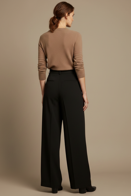 Pantalon Fluide Crêpe Noir - Polyester - vue 2