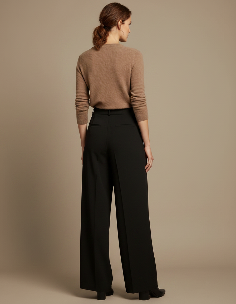 Pantalon Fluide Crêpe Noir - Polyester - vue 2