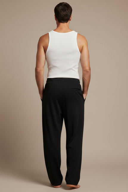Pantalon Fluide Homme Noir Coupe Ample Viscose Été 2 - Molleton - vue 2