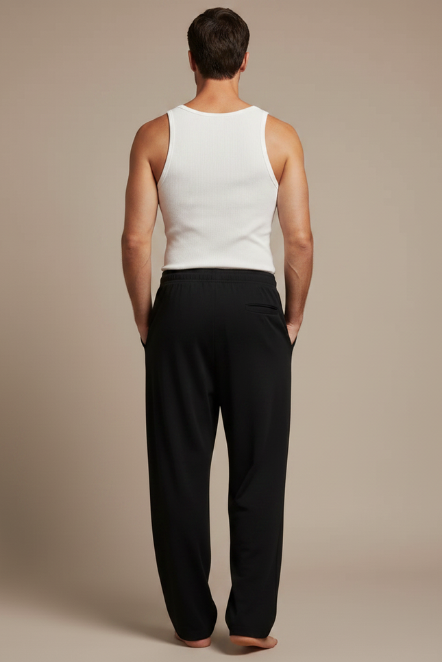 Pantalon Fluide Homme Noir Coupe Ample Viscose Été 2 - Molleton - vue 2