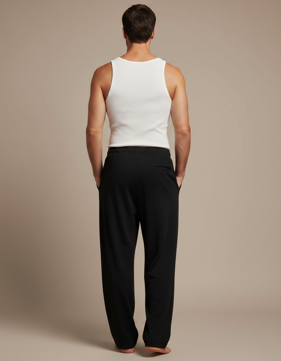 Pantalon Fluide Homme Noir Coupe Ample Viscose Été 2 - Molleton - vue 2