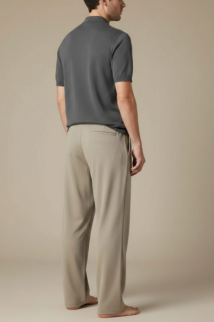 Pantalon Fluide Gris Clair Droit Sport Décontracté Cordon - Polyester - vue 2