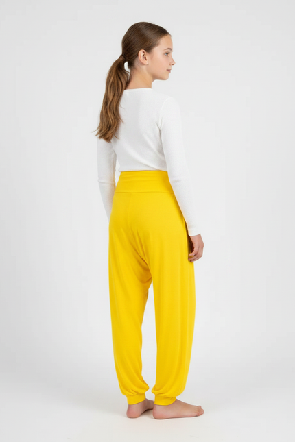 Pantalon Fluide Jaune Ample Harem Confortable Fille - Viscose - vue 2