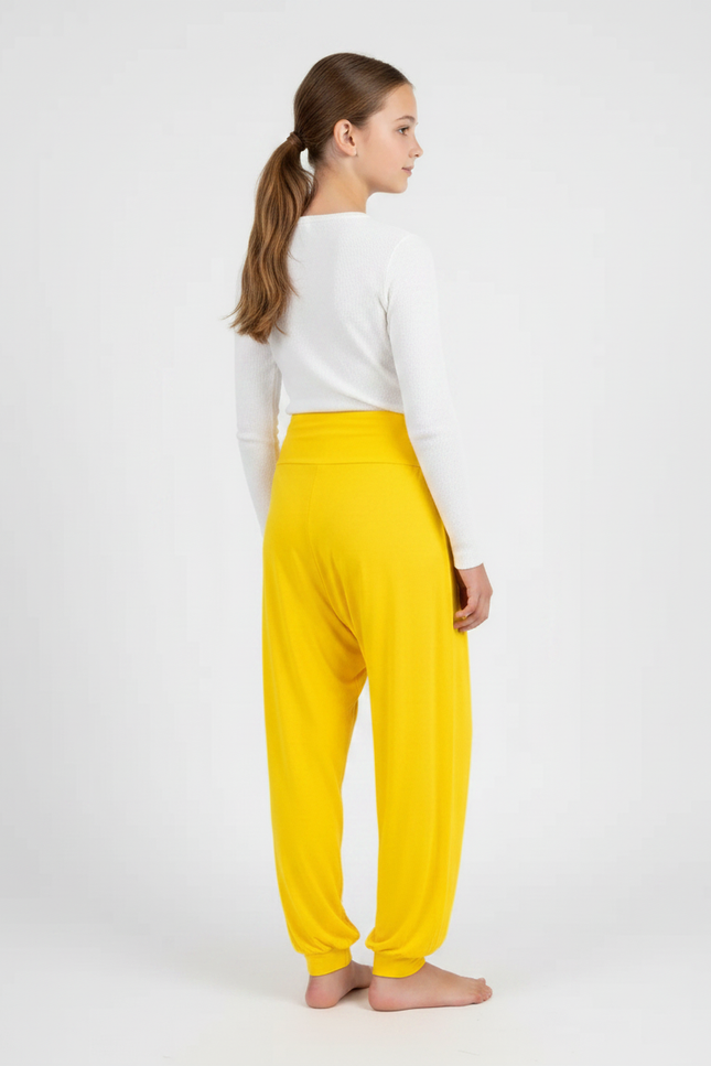 Pantalon Fluide Jaune Ample Harem Confortable Fille - Viscose - vue 2