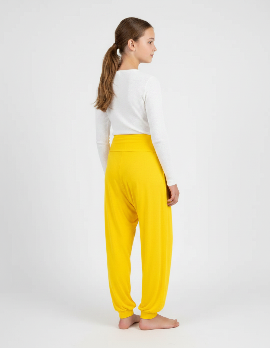 Pantalon Fluide Jaune Ample Harem Confortable Fille - Viscose - vue 2