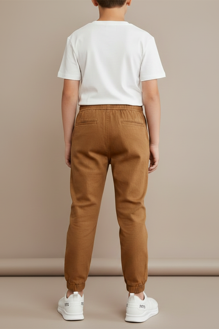 Pantalon Fluide Marron Coton Décontracté Garçon - vue 2