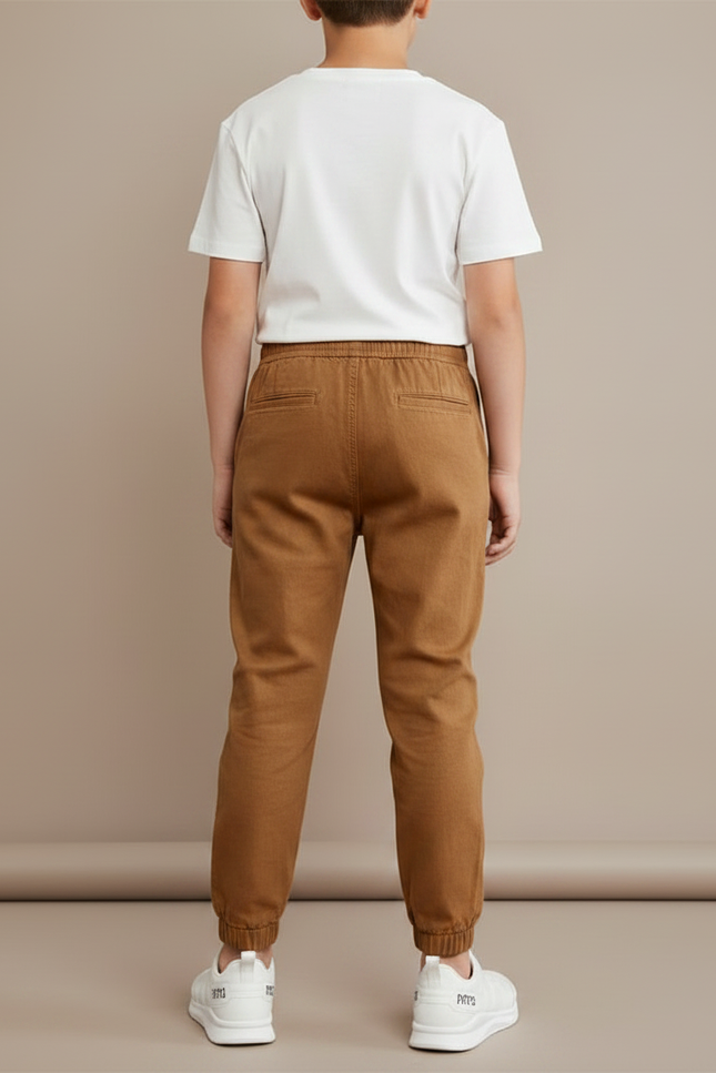 Pantalon Fluide Marron Coton Décontracté Garçon - vue 2