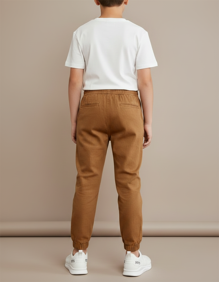 Pantalon Fluide Marron Coton Décontracté Garçon - vue 2