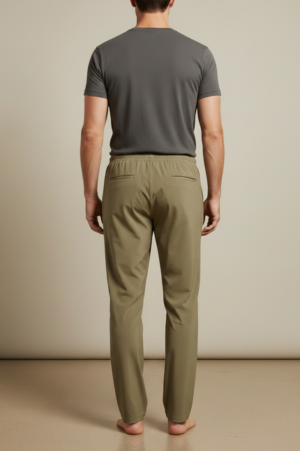 Pantalon Fluide Vert Kaki - Polyester - vue 2