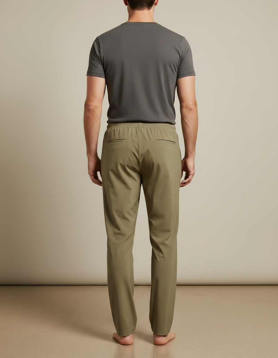 Pantalon Fluide Vert Kaki - Polyester - vue 2
