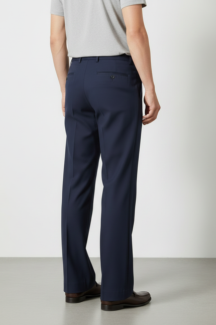 Pantalon Fluide Bleu Marine Droit Ample Homme Élégant - Gabardine - vue 2