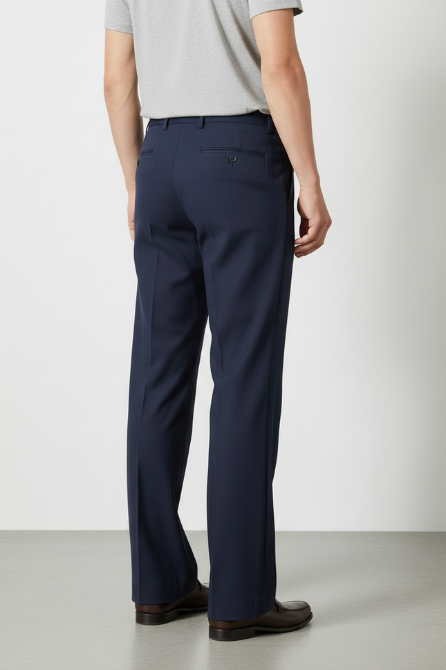 Pantalon Fluide Bleu Marine Droit Ample Homme Élégant - Gabardine - vue 2