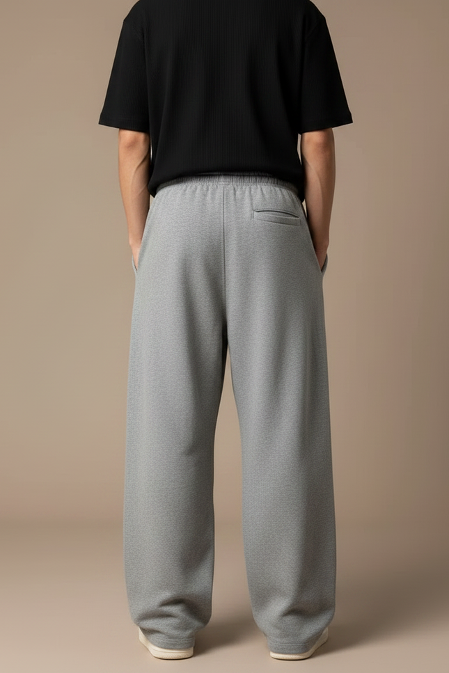 Pantalon Fluide Gris Ample Imprimé Gothique Décontracté Homme - Molleton - vue 2