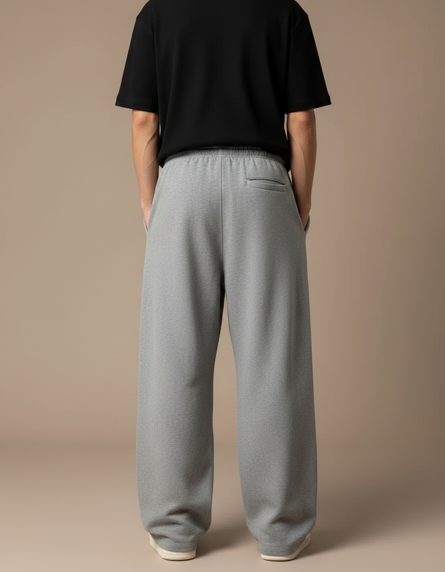 Pantalon Fluide Gris Ample Imprimé Gothique Décontracté Homme - Molleton - vue 2