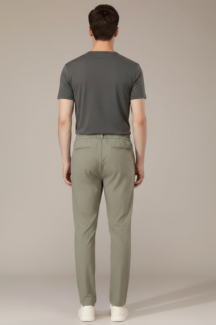 Pantalon Fluide Vert Kaki Droit Décontracté Homme - Polyester - vue 2