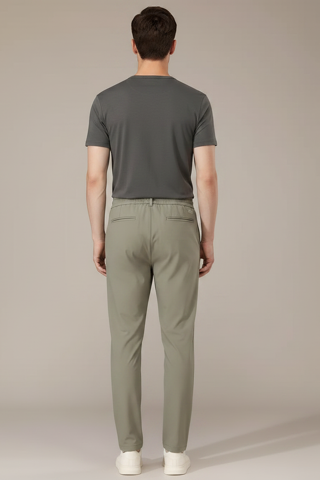 Pantalon Fluide Vert Kaki Droit Décontracté Homme - Polyester - vue 2