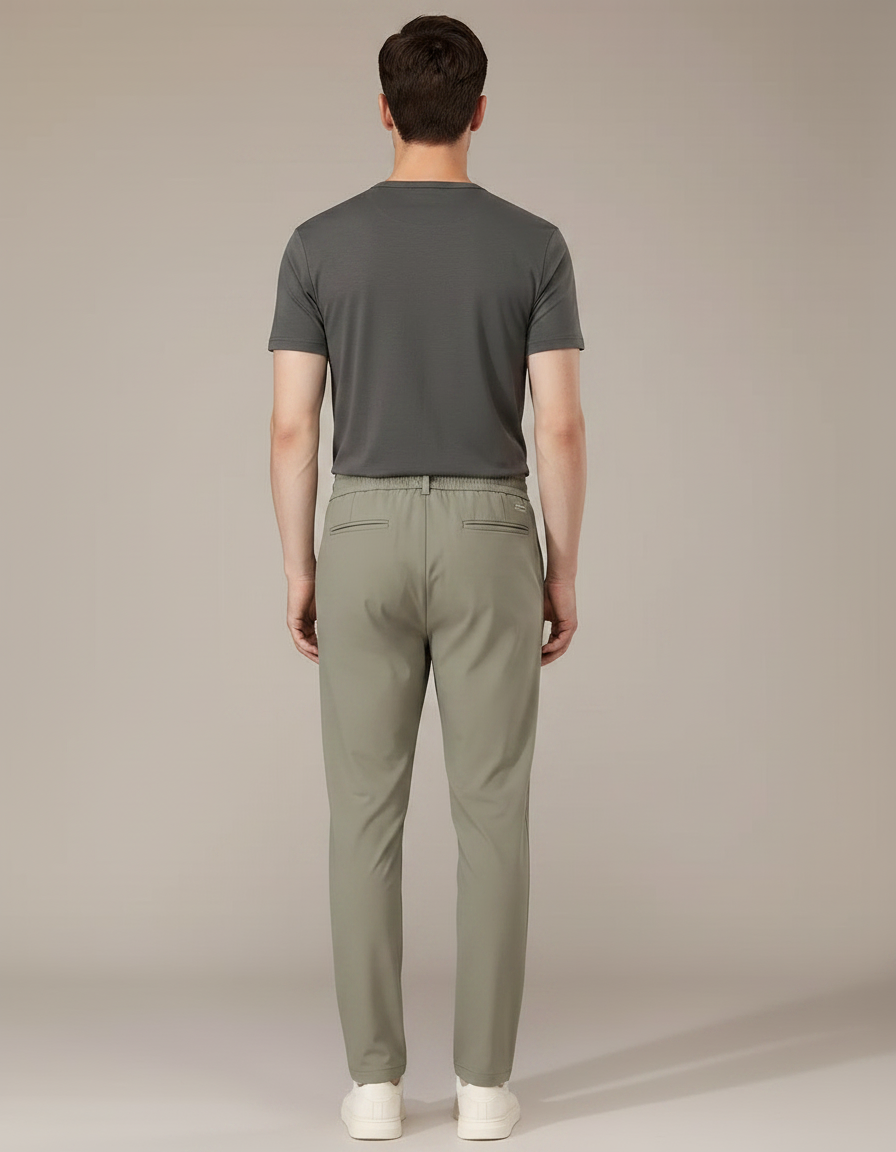 Pantalon Fluide Vert Kaki Droit Décontracté Homme - Polyester - vue 2