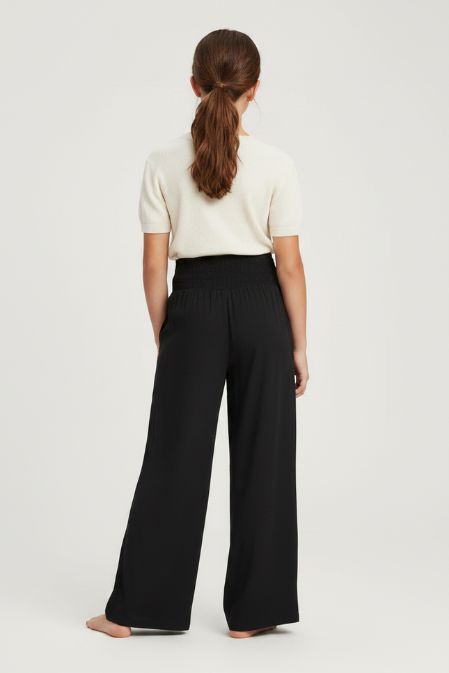 Pantalon Fluide Fille Noir Palazzo Viscose Chic - vue 2
