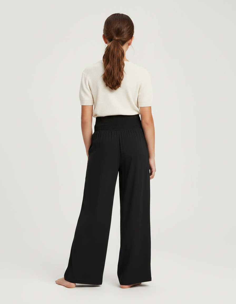 Pantalon Fluide Fille Noir Palazzo Viscose Chic - vue 2