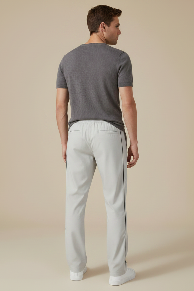 Pantalon Fluide Gris Étoiles Brodées Sport Décontracté Homme - Polyester - vue 2
