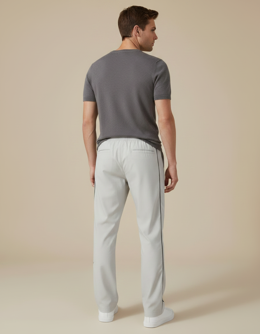 Pantalon Fluide Gris Étoiles Brodées Sport Décontracté Homme - Polyester - vue 2