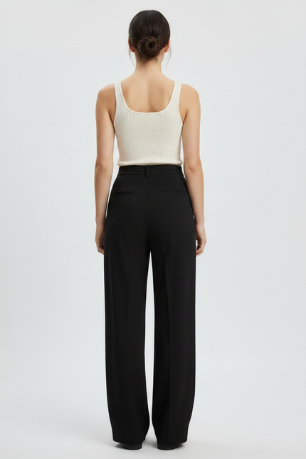 Pantalon Fluide Femme Noir Palazzo Viscose Chic Été 5 - vue 2