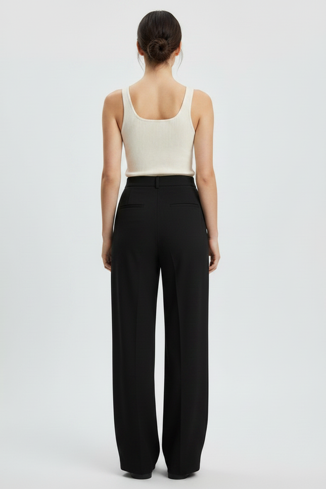 Pantalon Fluide Femme Noir Palazzo Viscose Chic Été 5 - vue 2