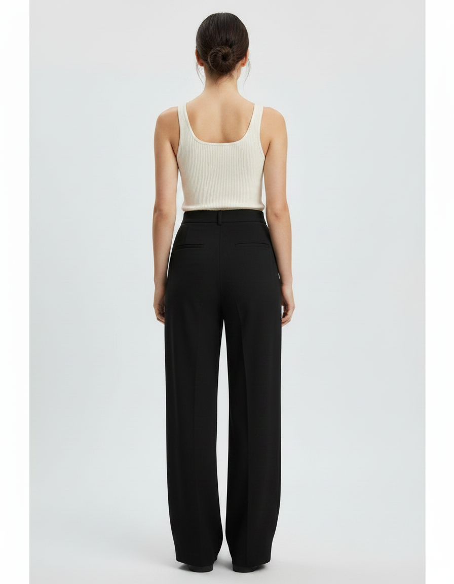 Pantalon Fluide Femme Noir Palazzo Viscose Chic Été 5 - vue 2